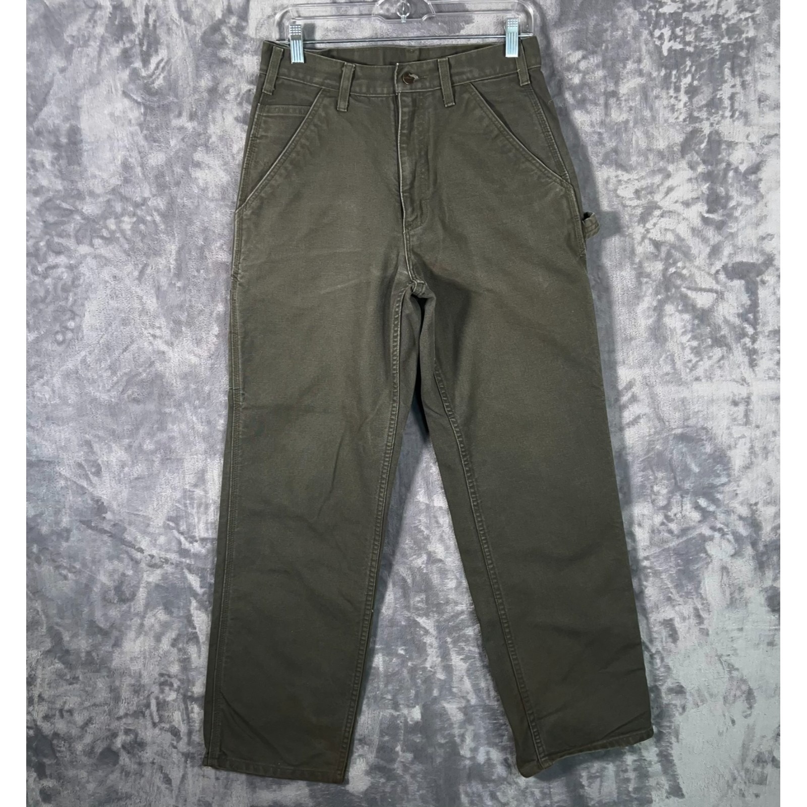 Carhartt Pants Men 31x32 Olive Green Cargo Carpenter Utility Work Canvas Relaxed